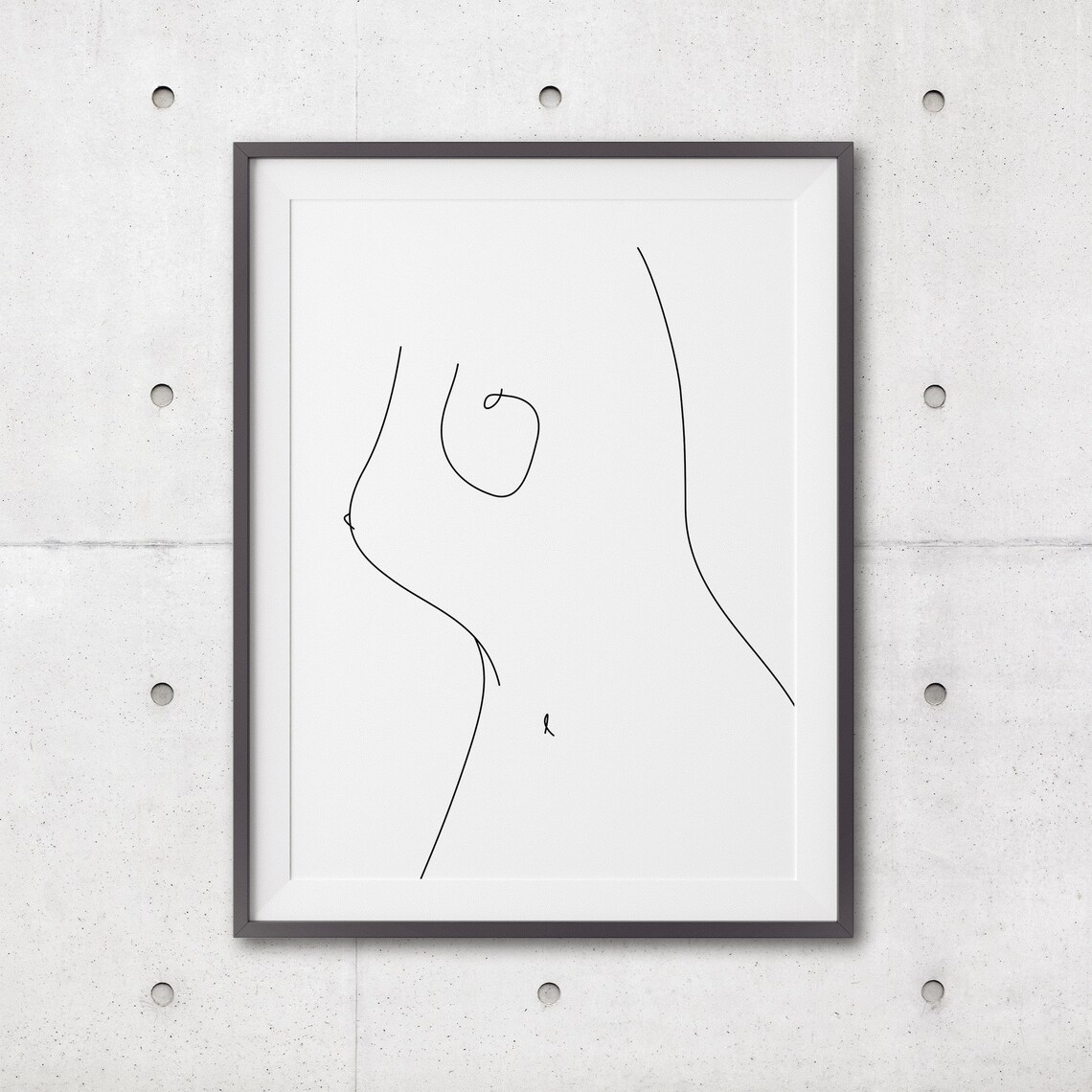 Elegant Nude Female Torso Minimal Line Drawing Sensual Poster - Image 3