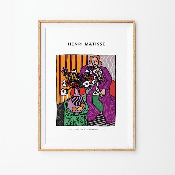 Henri Matisse Painting Art Interior Poster Wall Art Print Art Painting Robe Violette Et Anemones Matisse