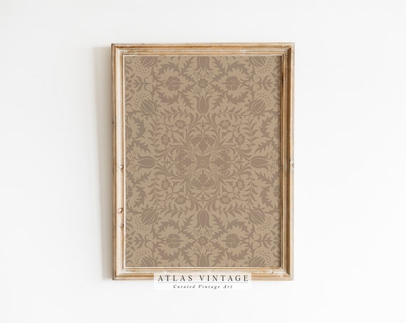 Antique Tapestry Print Neutral Textile Wall Art Vintage Textile Modern Farmhouse Wall Dcor William Morris Print