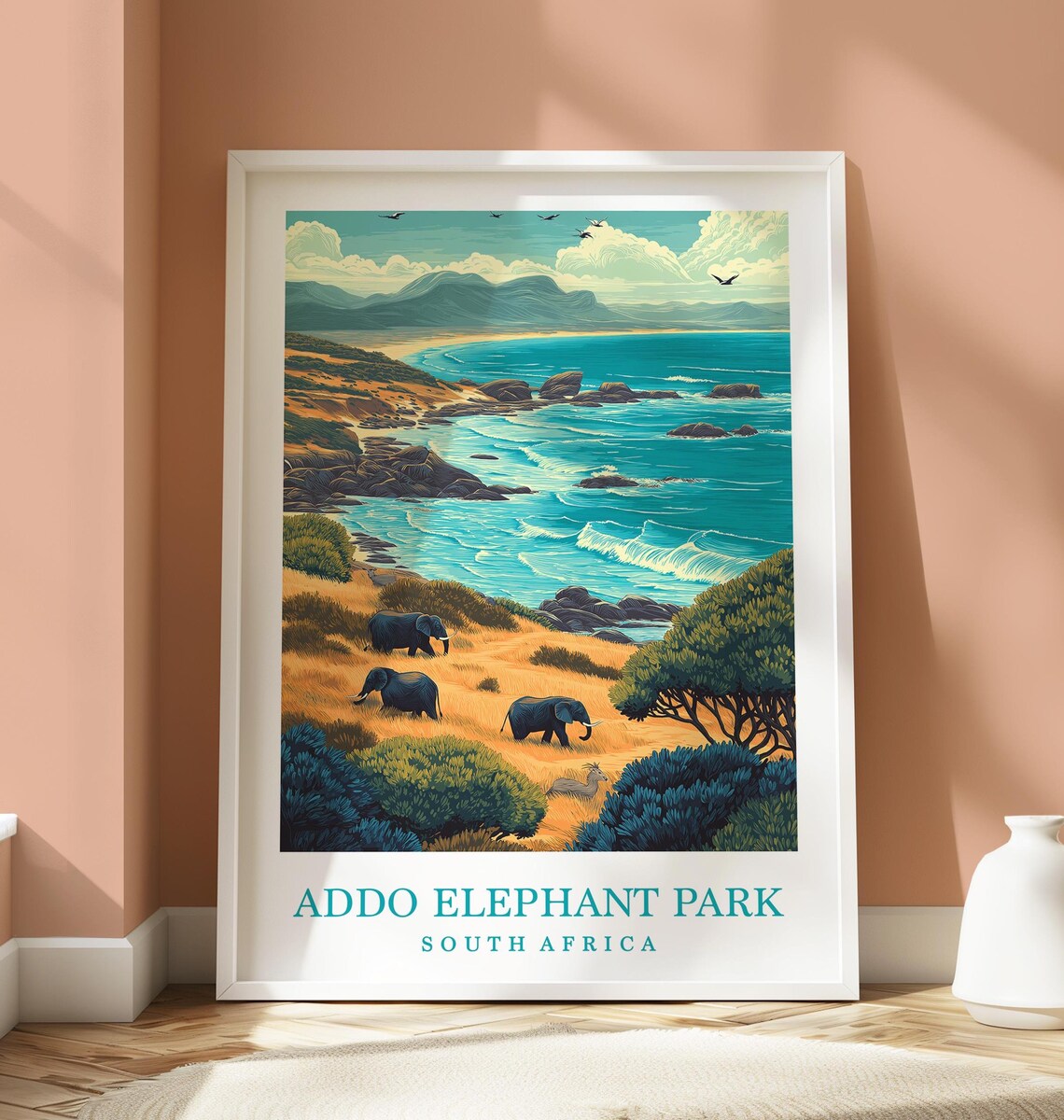 Addo Elephants Park South Africa Travel Poster