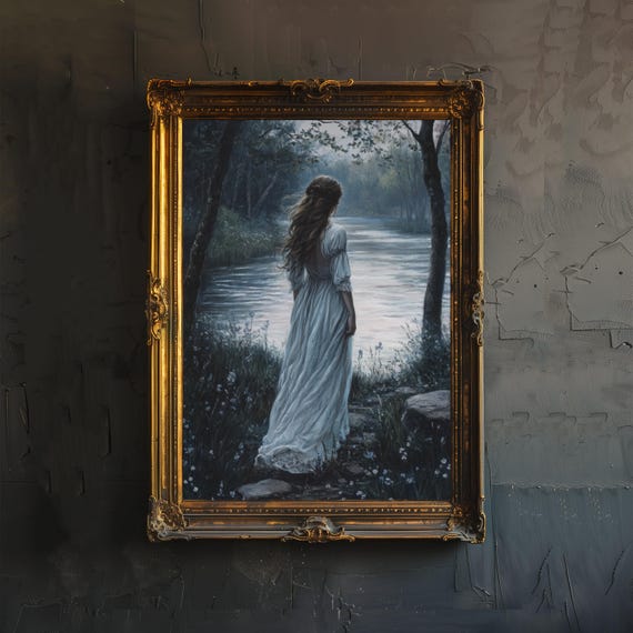 Ophelia By River Dark Academia Art Print