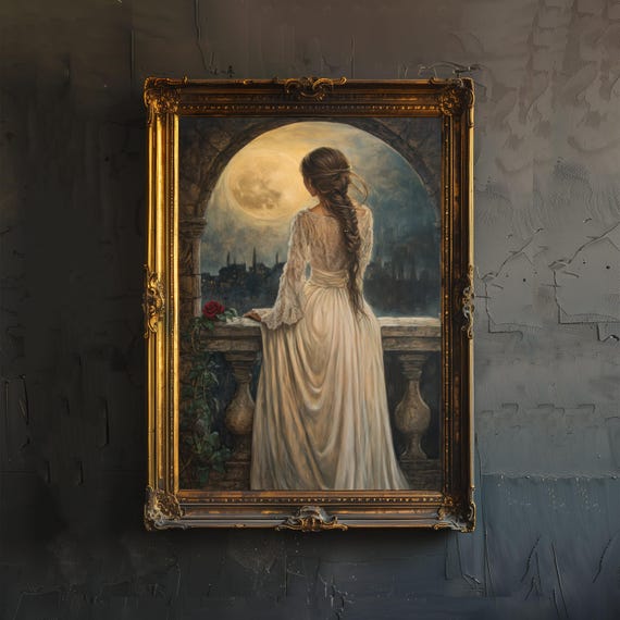 Juliet Capulet Dark Academia Vintage Portrait Print
