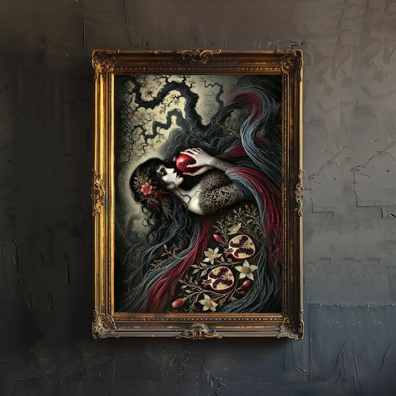 Persephone Dark Academia Art Print, Vintage Mythology