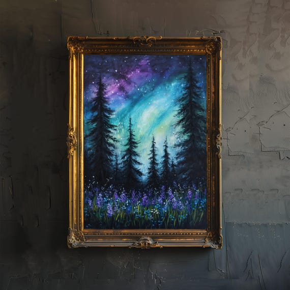 Northern Lights Celestial Art Print Mystical Night Sky Wall Aurora Borealis Poster For Living Room Bedroom Or Gallery Ethereal Home