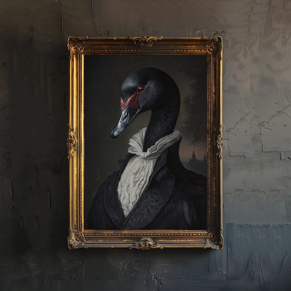 Victorian Black Swan Vintage Art Poster