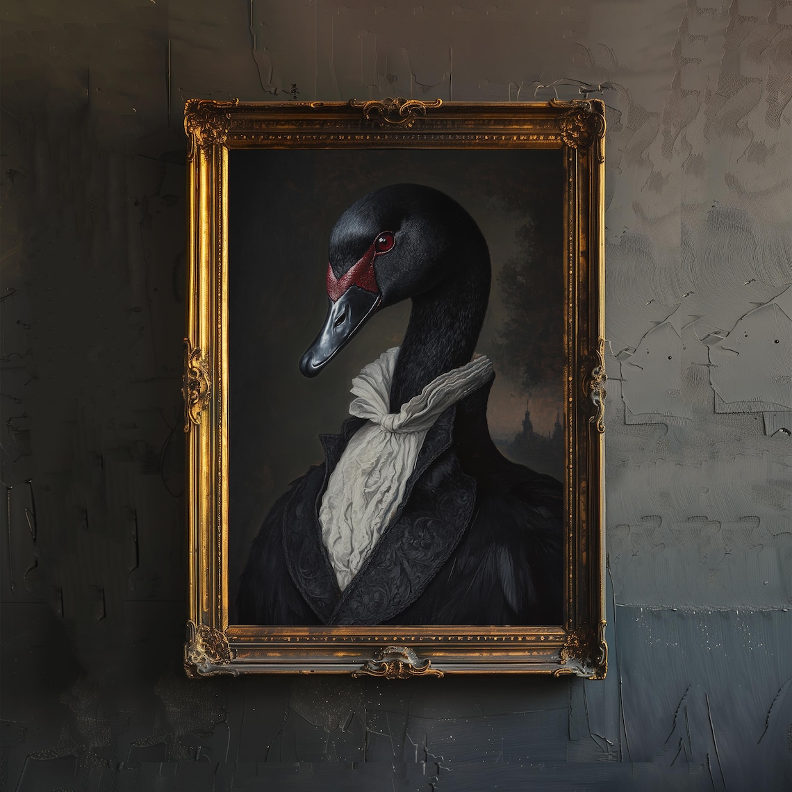 Victorian Black Swan Vintage Art Poster