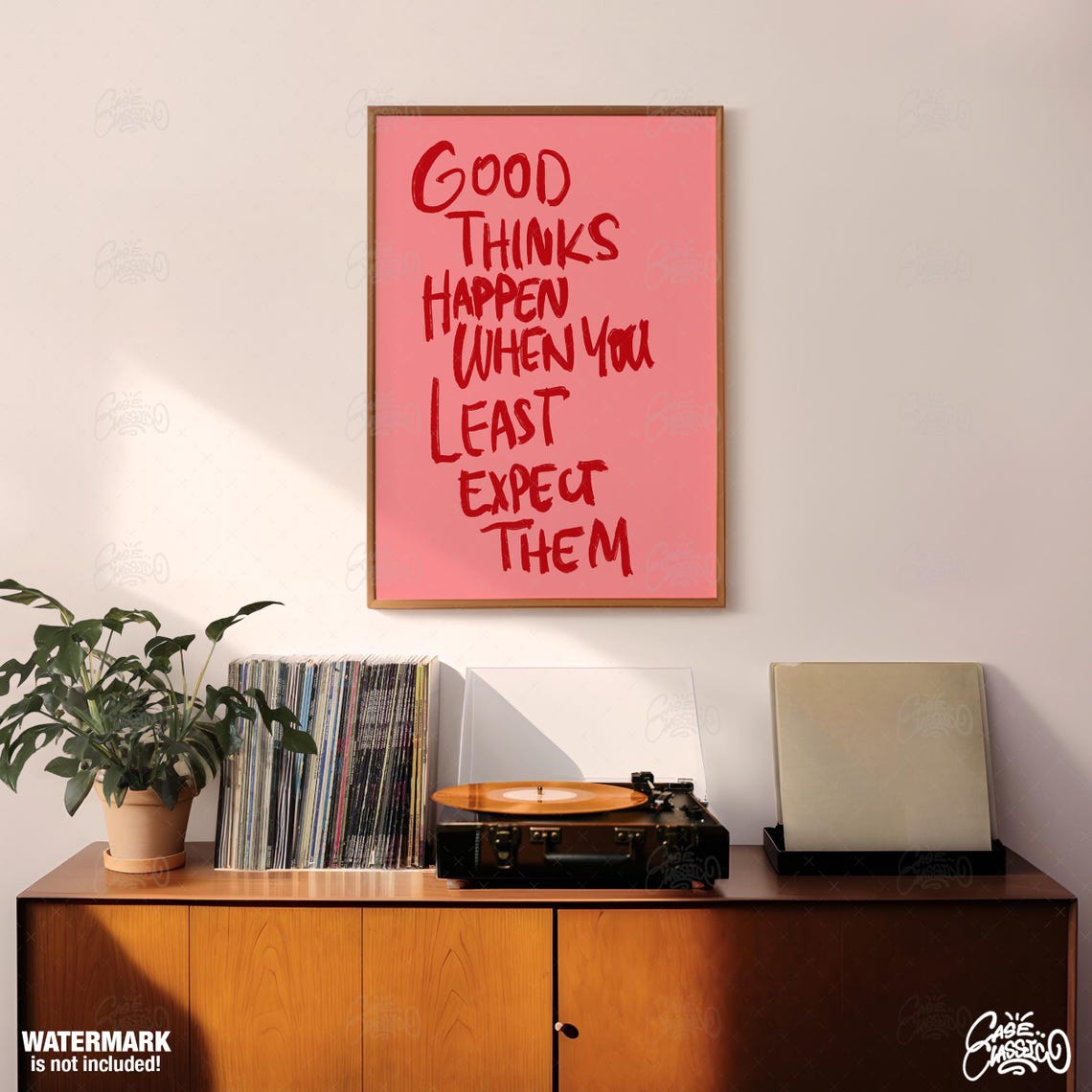 Good Things Happen When You Least Expect Them Pink Quote Poster - Image 2