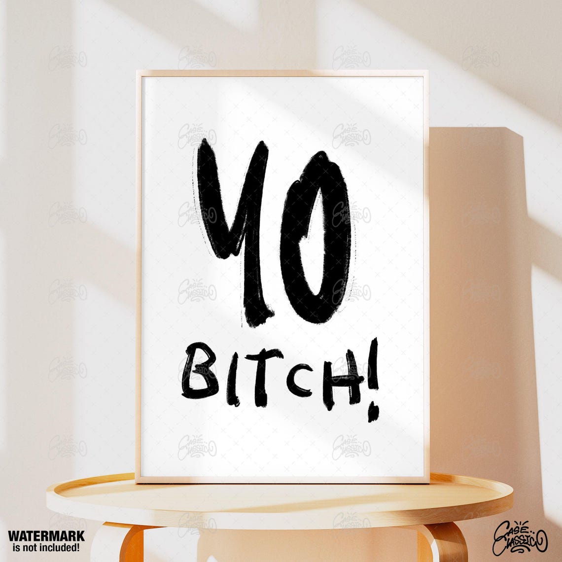 Yo Bitch Bold Black Brush Lettering Minimalist White Wall Poster - Image 4