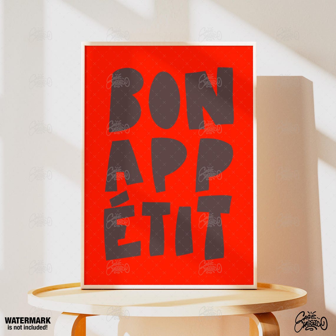 Bon Appetit Bold Black Lettering Retro Red Kitchen Foodie Poster - Image 3