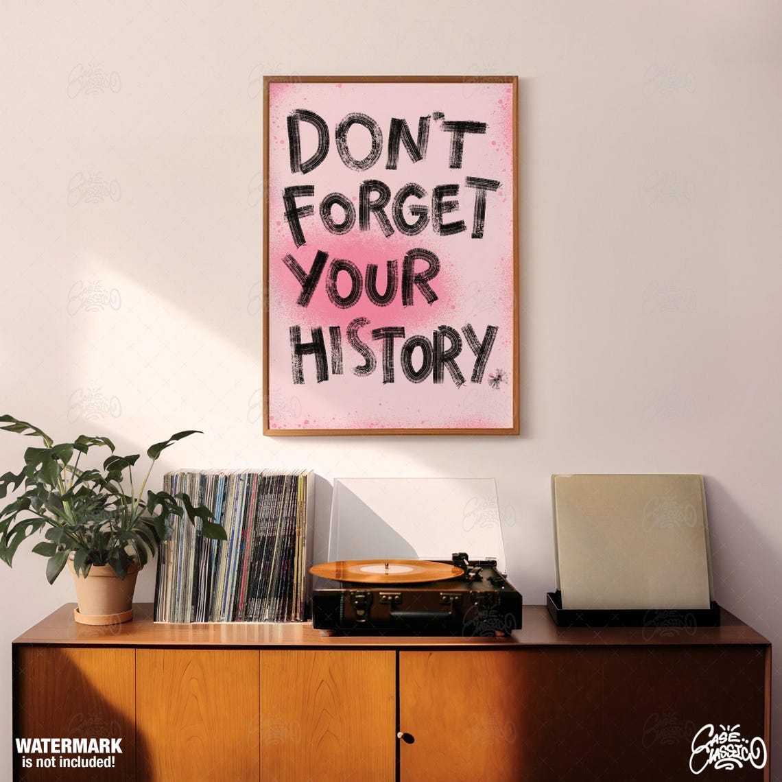 Dont Forget Your History Pink Grunge Brush Letter Quote Poster - Image 2