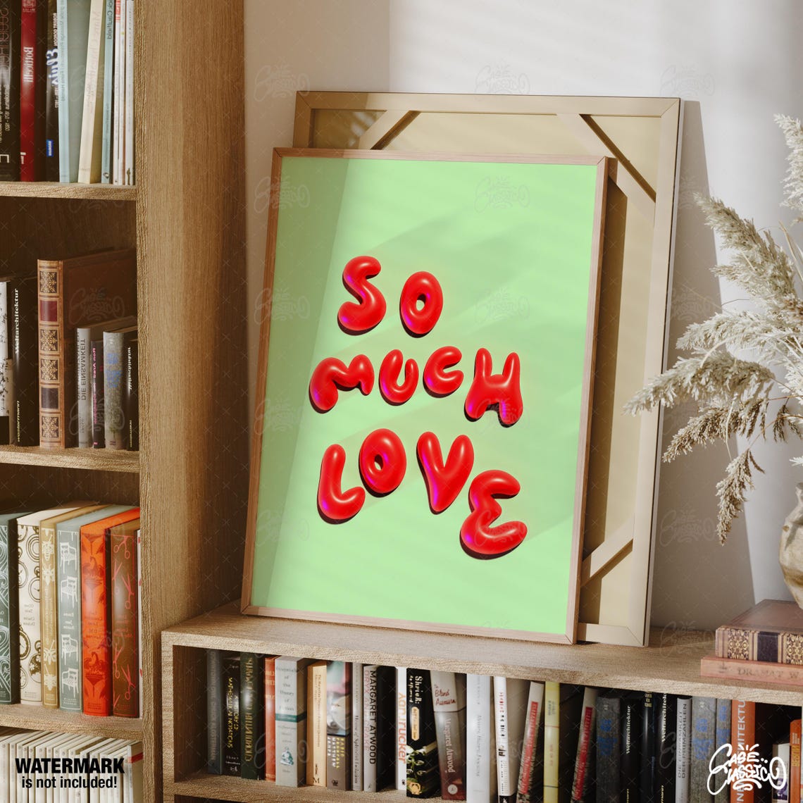 So Much Love Glossy Red 3D Balloon Letters On Mint Green Quote Poster - Image 2