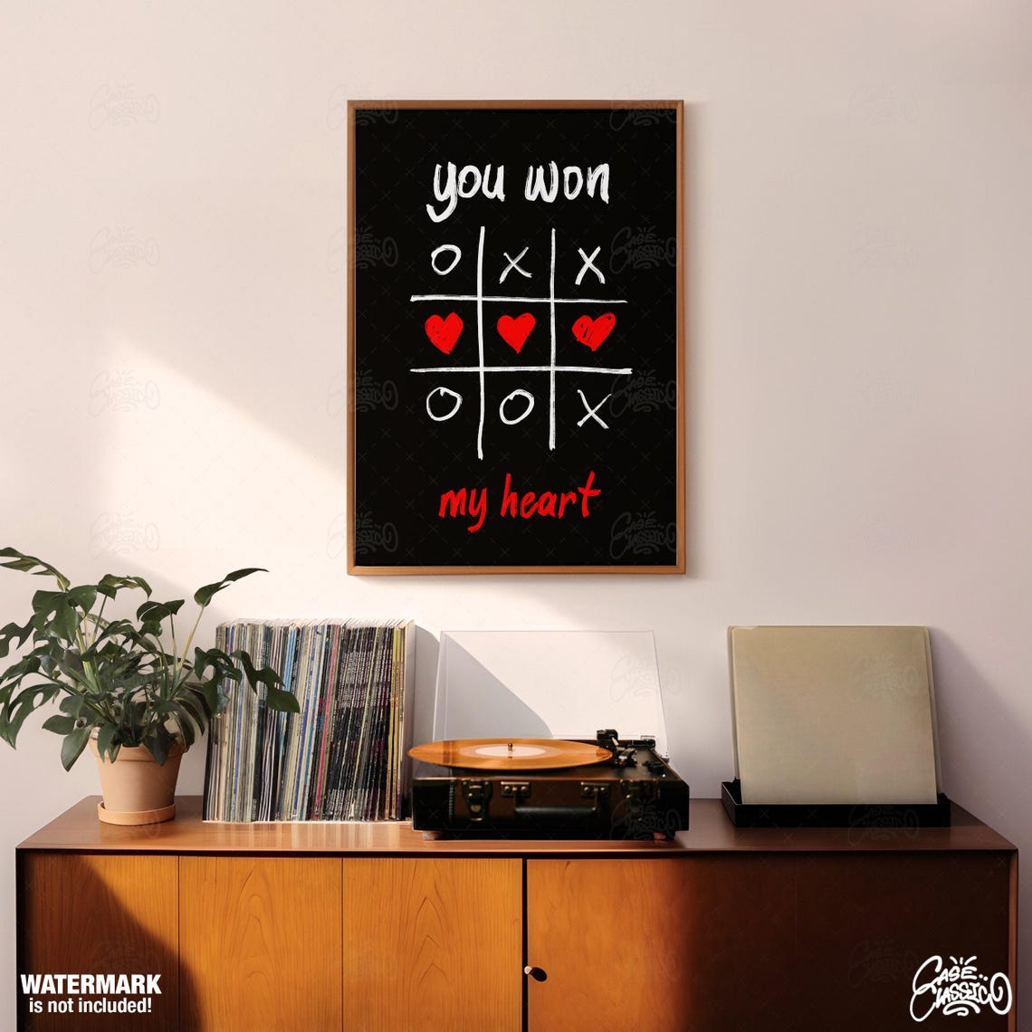 Clever Playful You Won My Heart Tic Tac Toe Love Game Poster - Image 3