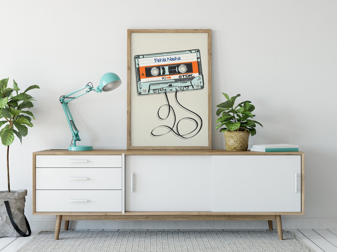 Personalised Indian Bollywood Song Poster, Retro Cassette - Image 2