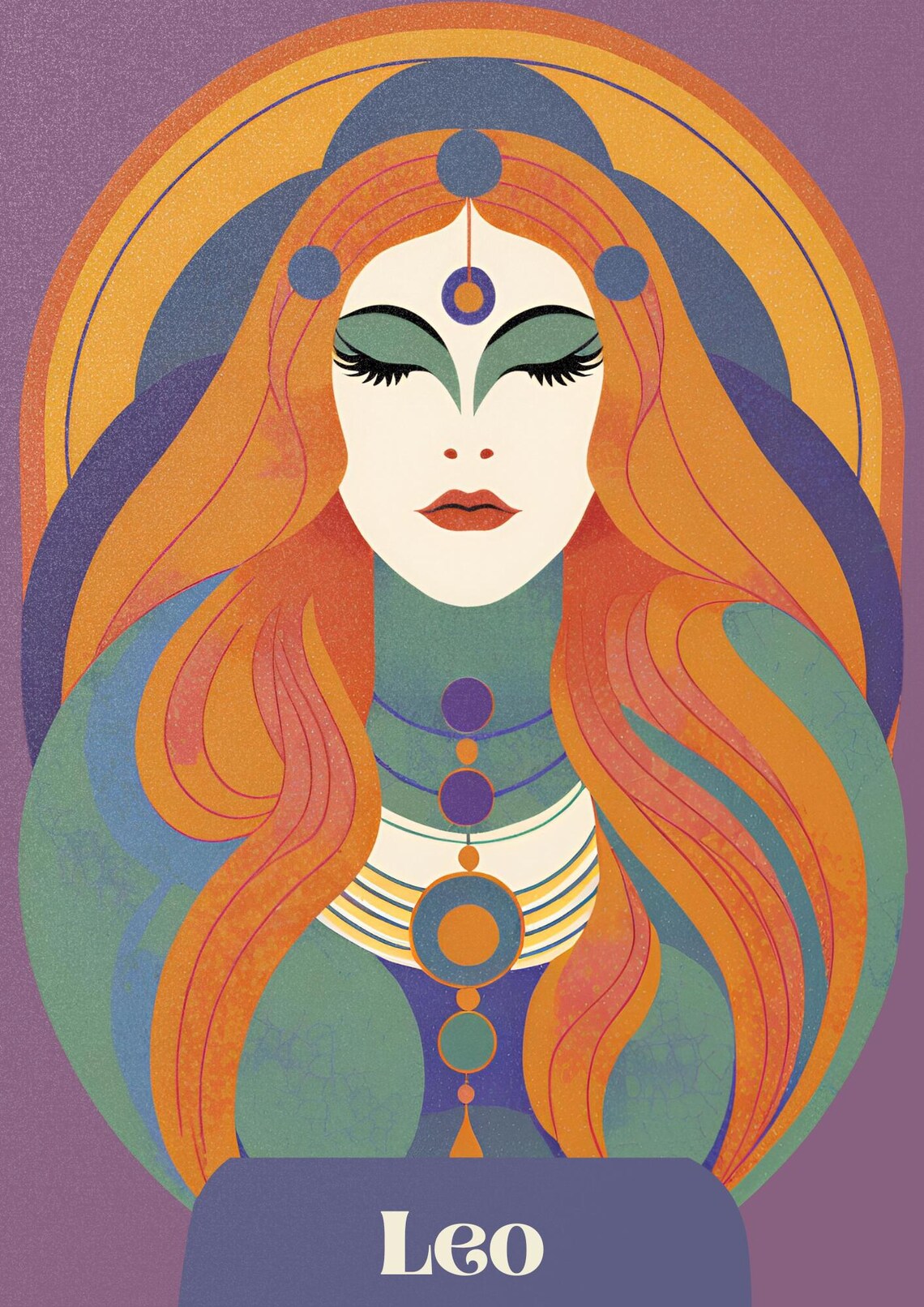 Leo Zodiac Goddess Fiery Art Nouveau Sun Witch Astrology Wall Art Poster - Image 3