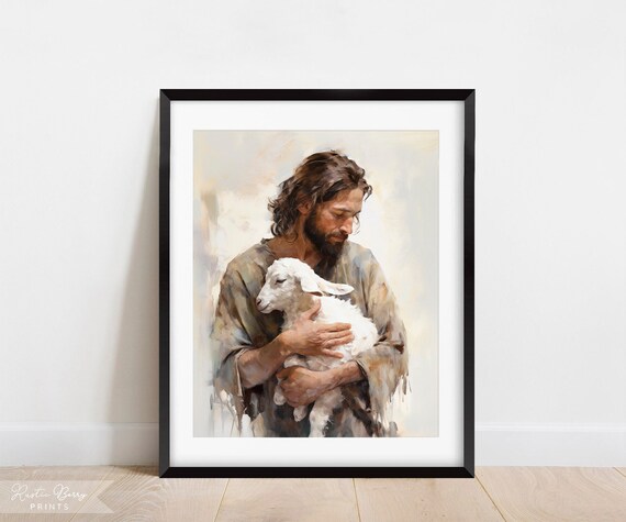 Jesus Holding Lamb Art Print