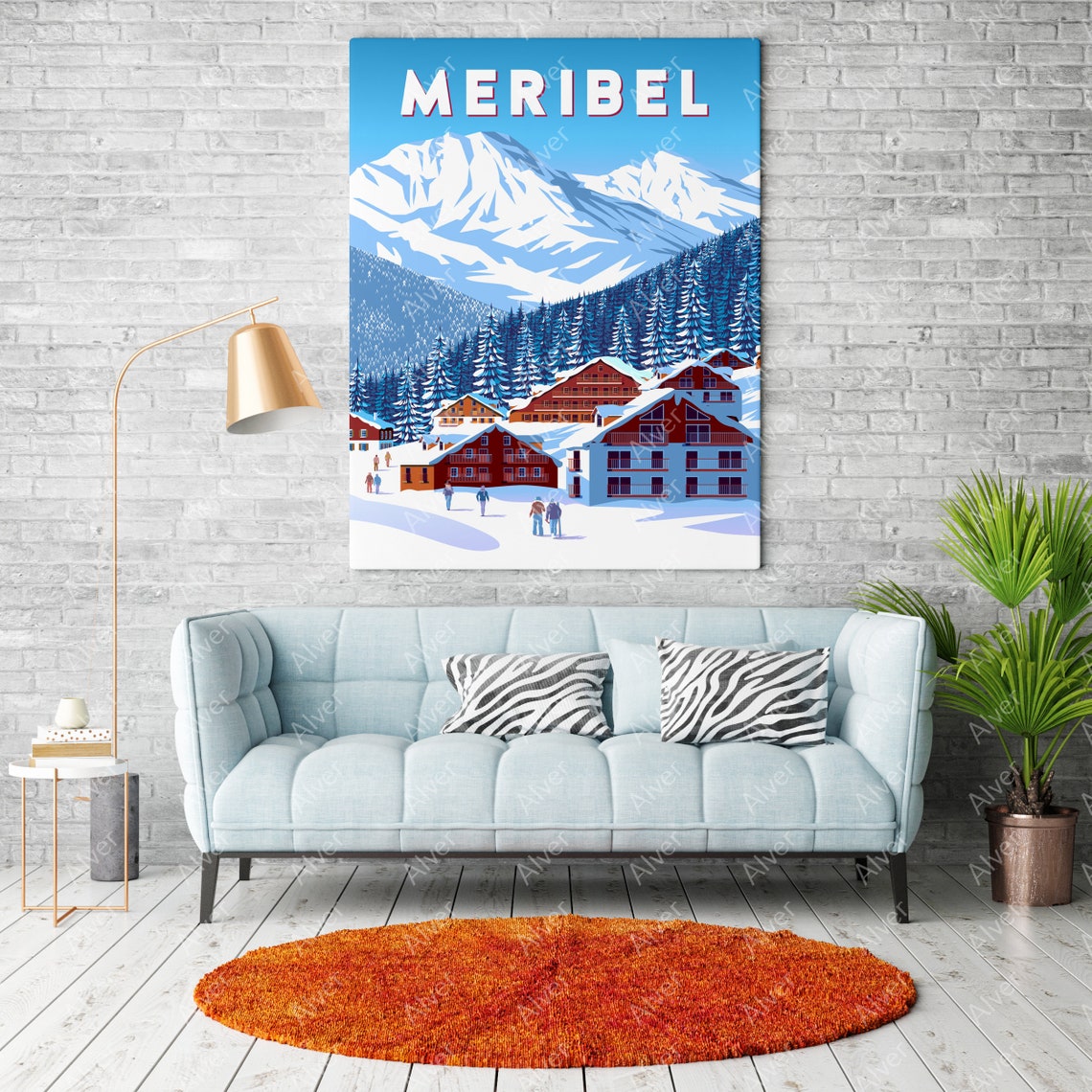 France Poster Meribel Poster France Travel Print French Alps Poster Winter Wall Art Skiing Poster Unframed - Image 2