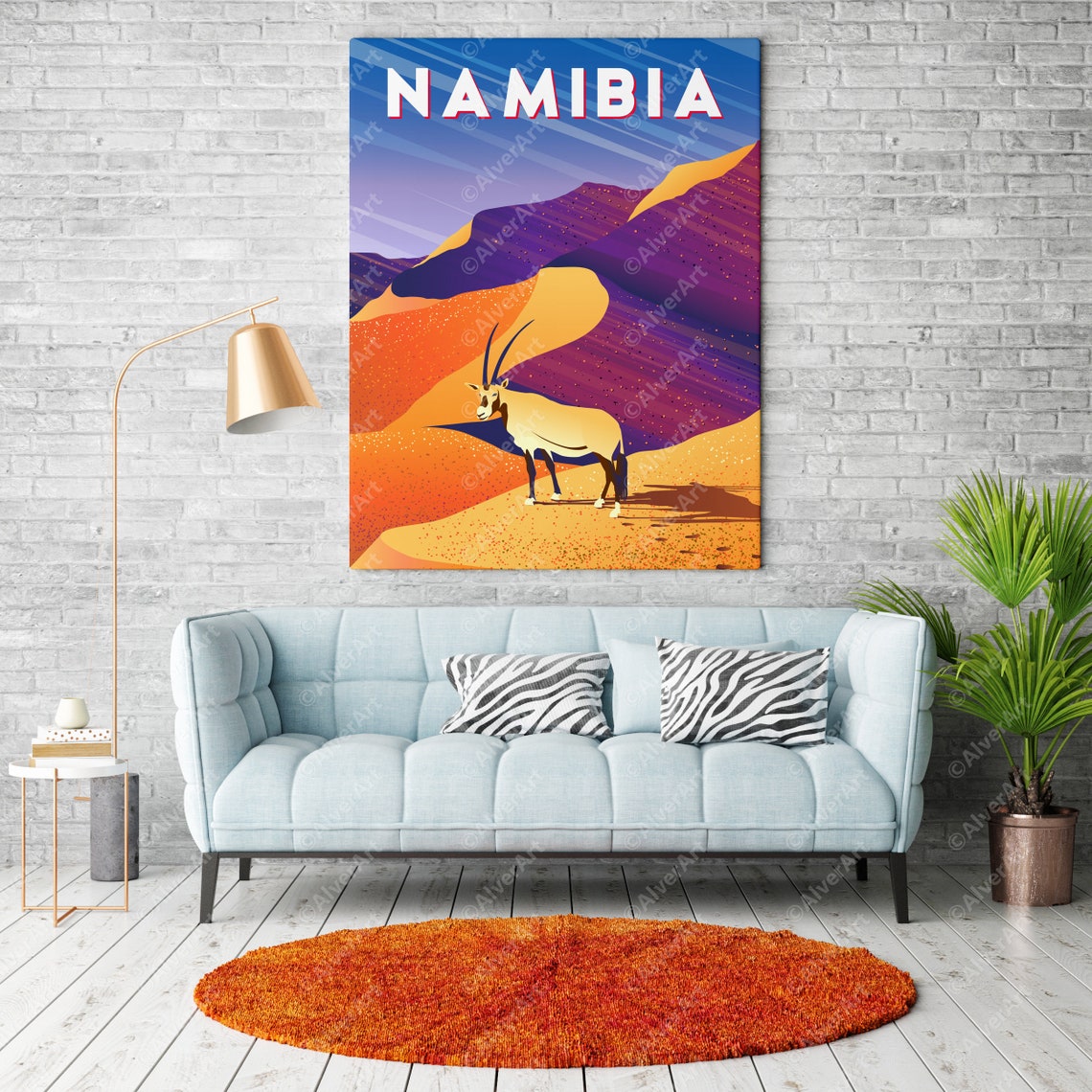 Namibia Desert Dunes Oryx Antelope African Sunset Scene Poster - Image 2