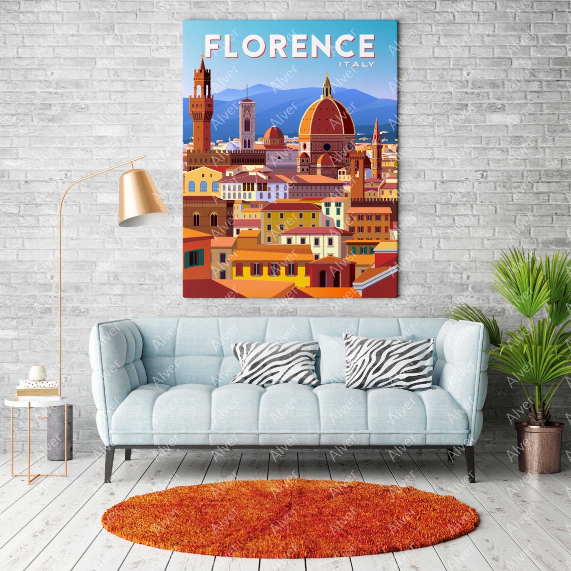 Florence Italy Duomo Cathedral Renaissance Cityscape Art Poster - Image 3