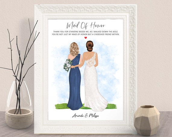 Personalized Maid of Honor Bride Wedding Thank You Gift Poster