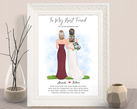 To My Best Friend on Your Wedding Day Bridesmaid Tribute Poster