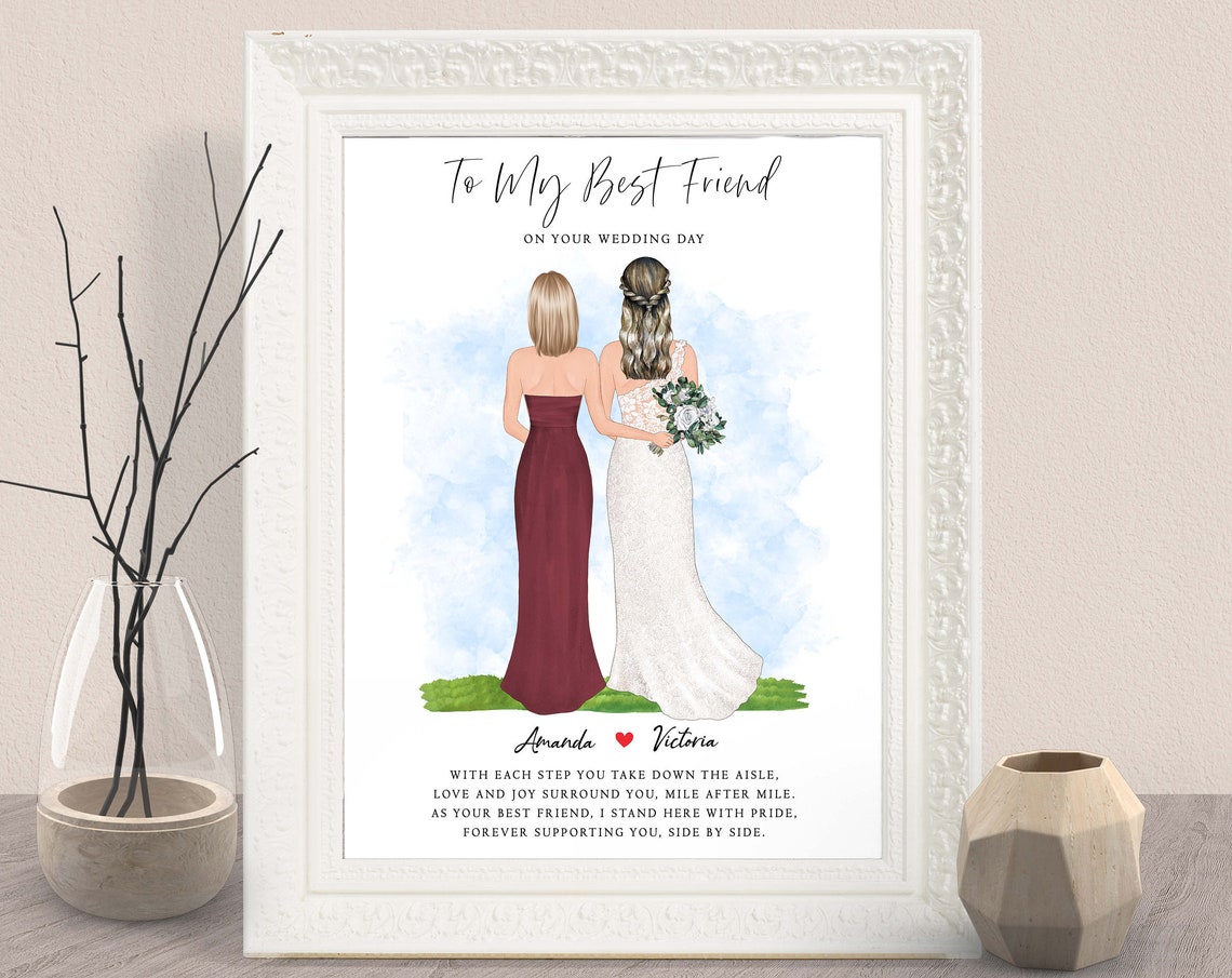 To My Best Friend on Your Wedding Day Bridesmaid Tribute Poster