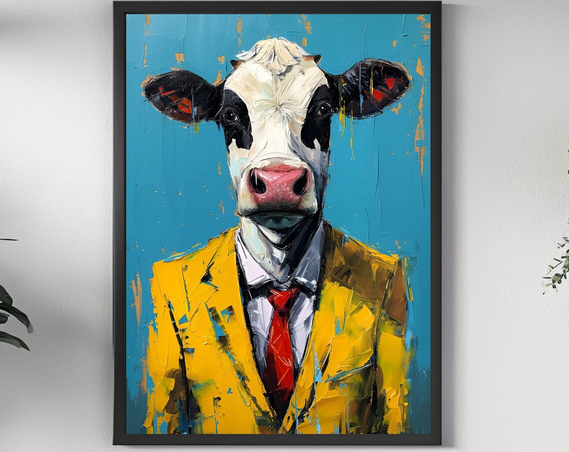 Whimsical Cow Farmhouse Animal Poster Print Decor - Image 4