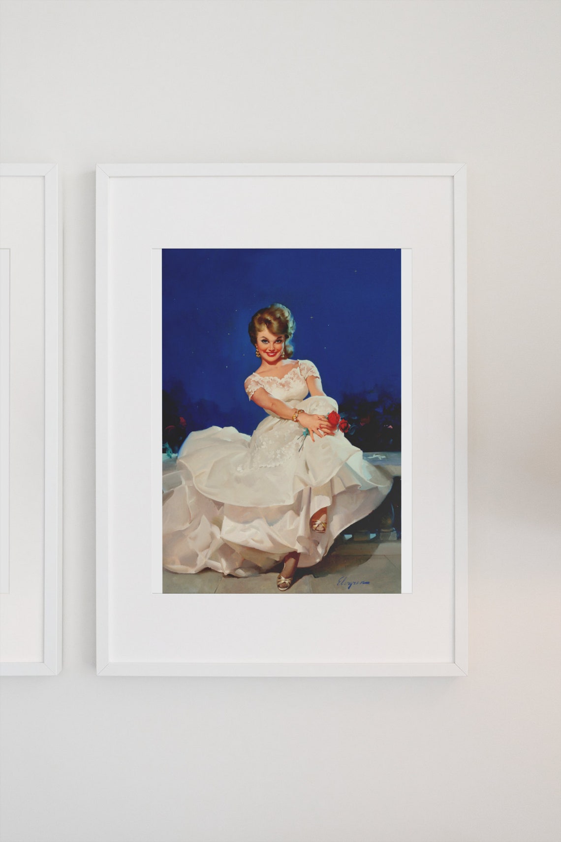 Gil Elvgren Moonlight and Roses 1965 Pin Up Girl Portrait Poster - Image 3