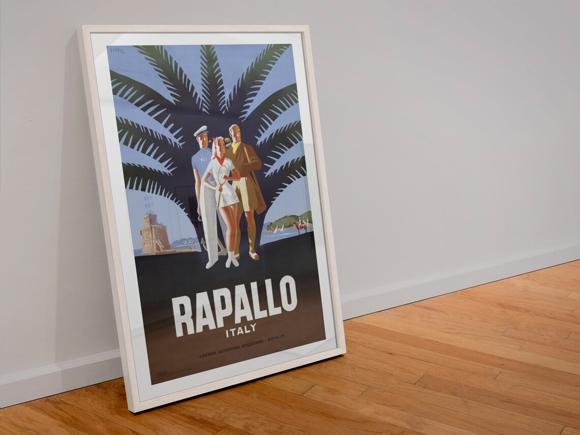 Rapallo Italy 1940s Vintage Style Travel Poster - Image 3