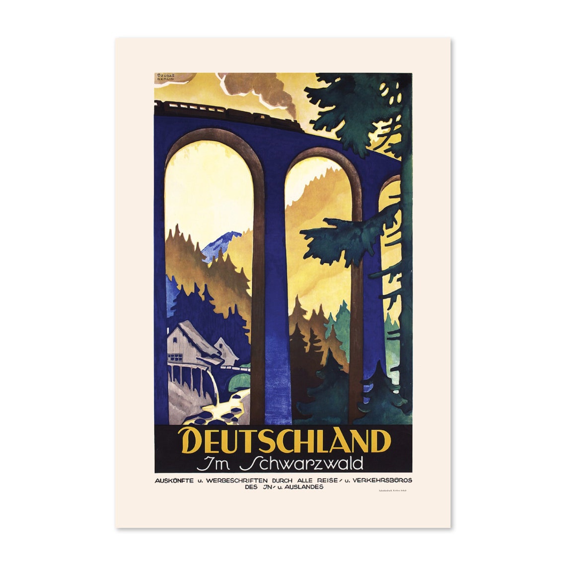 Deutschland Im Schwarzwald Black Forest Train Viaduct Travel Poster
