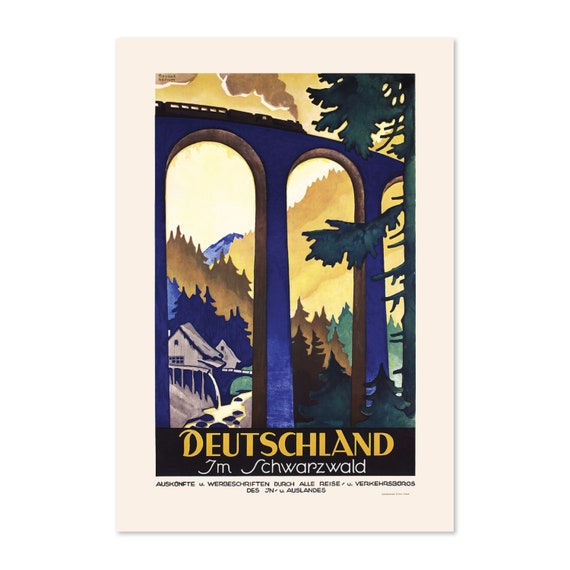 1930s Visit Germany Black Forest Vintage Style Travel Poster Classic Collection Art Print For Gifts And Wall Art Dcor