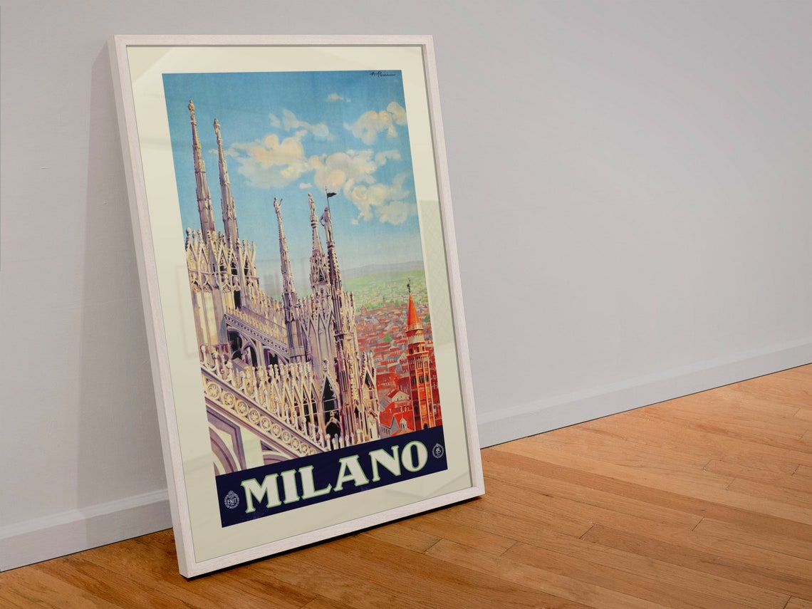Milano Duomo Cathedral Vintage Italian Tourism Travel Poster - Image 4