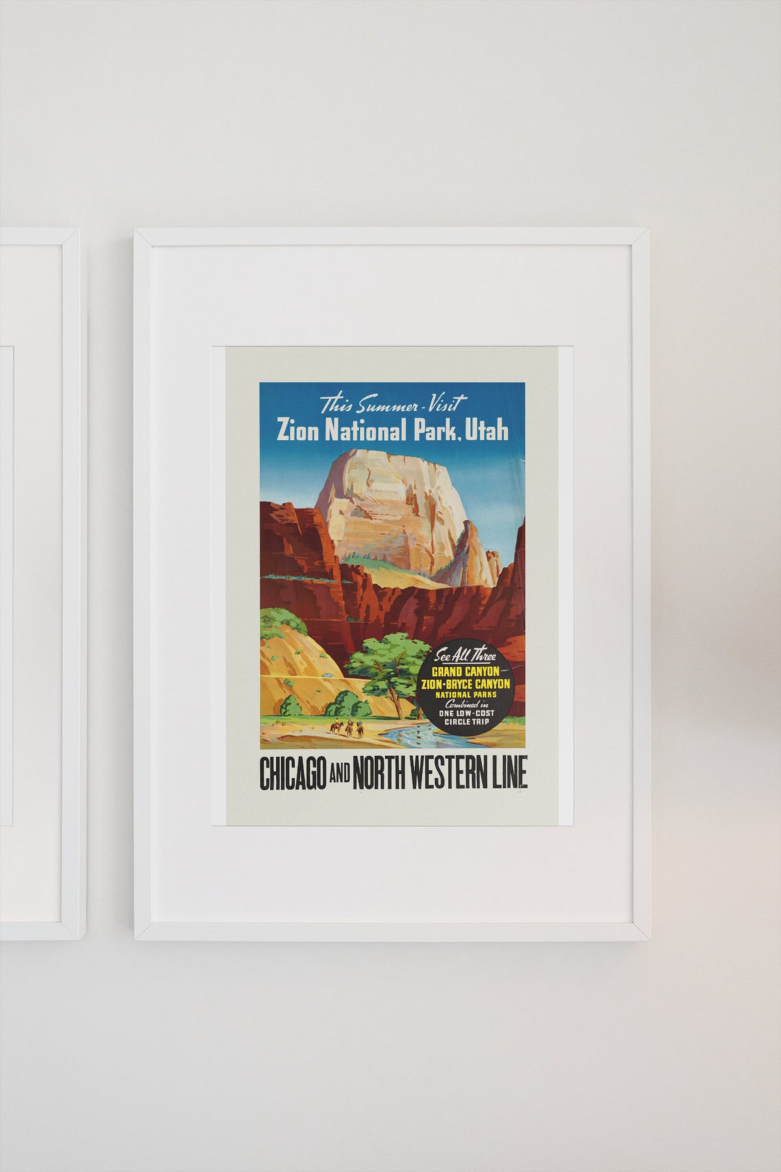 Zion National Park Utah Chicago and North Western Line Railroad Poster - Image 3