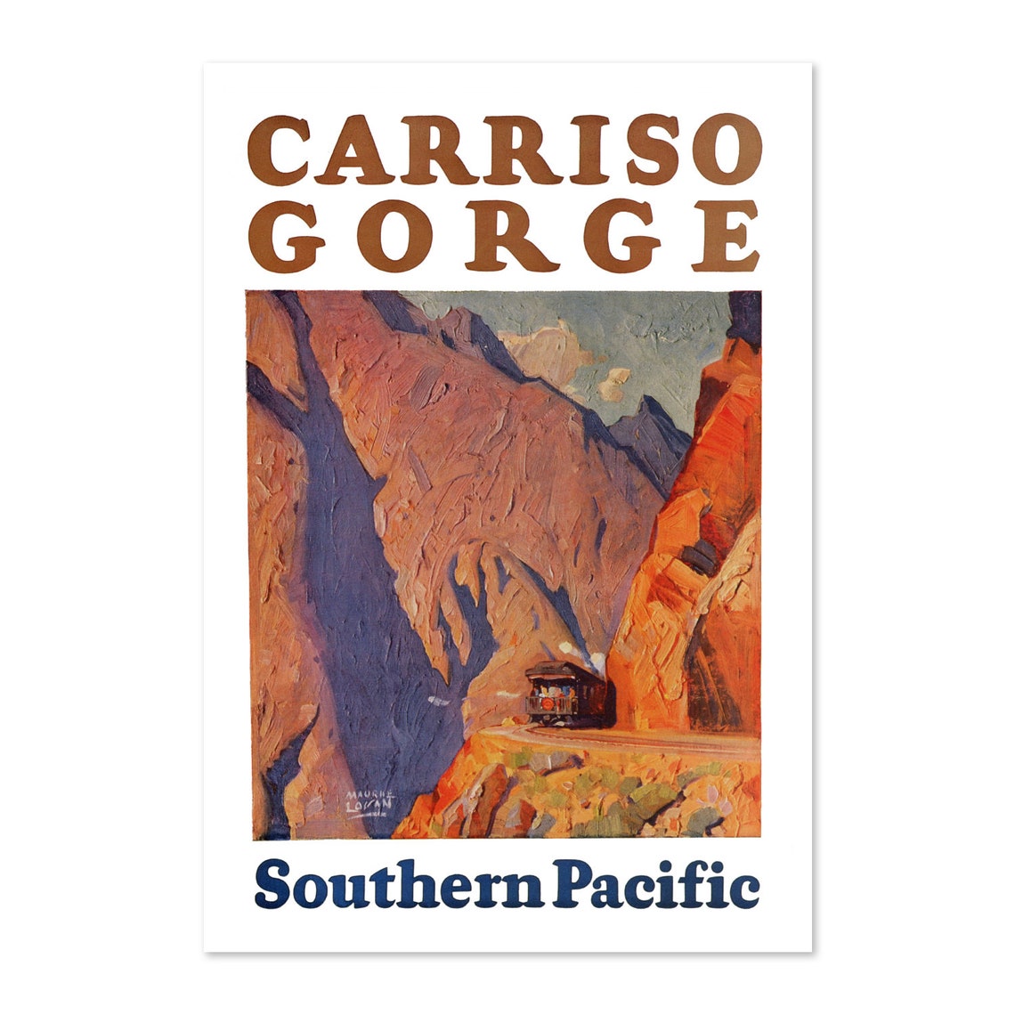 Carriso Gorge Southern Pacific Vintage Railroad Travel Poster