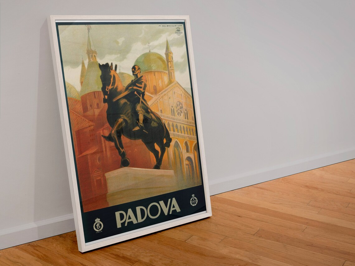 Padova Vintage Italian Travel Poster Gattamelata Equestrian Statue - Image 4