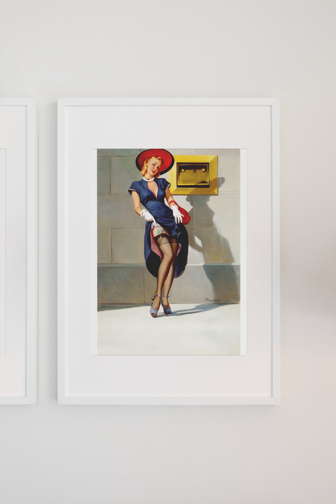 Gil Elvgren Socking It Away Vintage Savings Bank Pin Up Girl Poster - Image 3