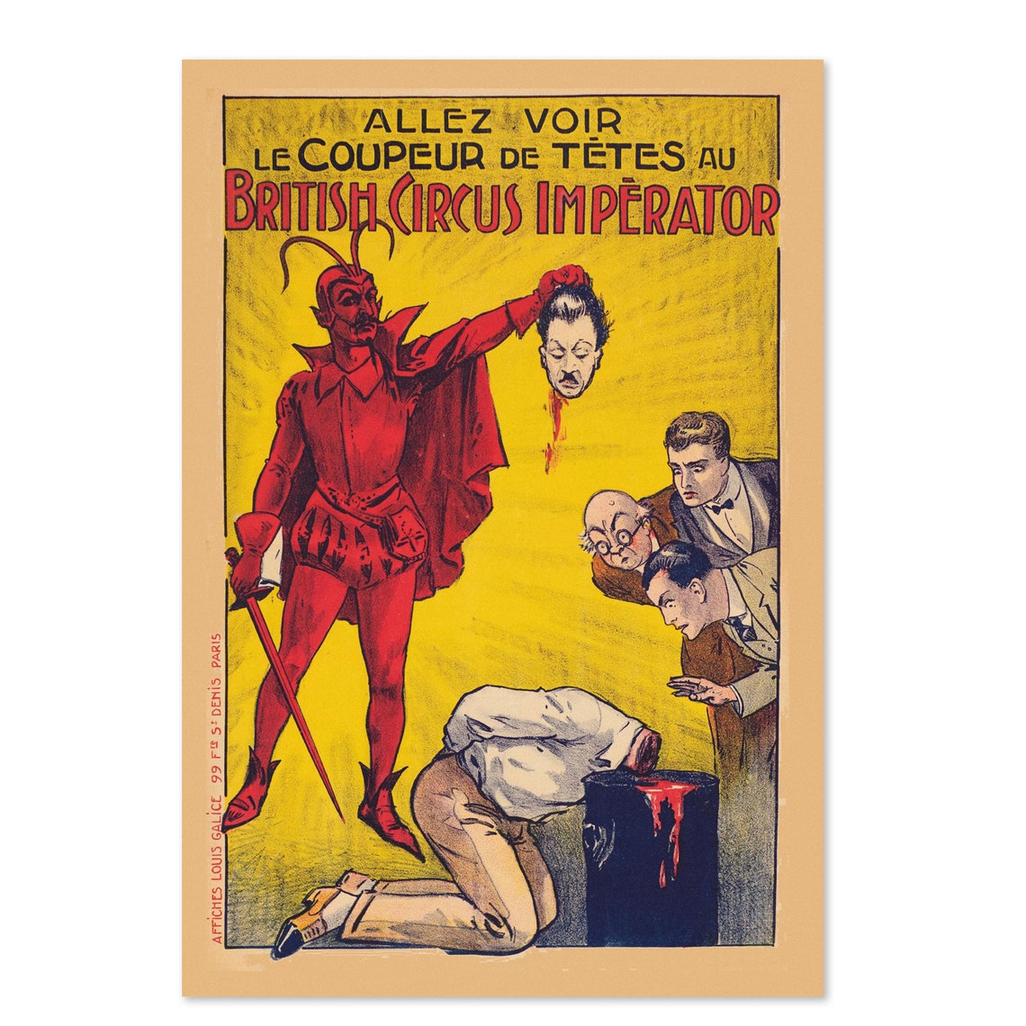 British Circus Imperator Head Chopper Vintage French Magic Poster
