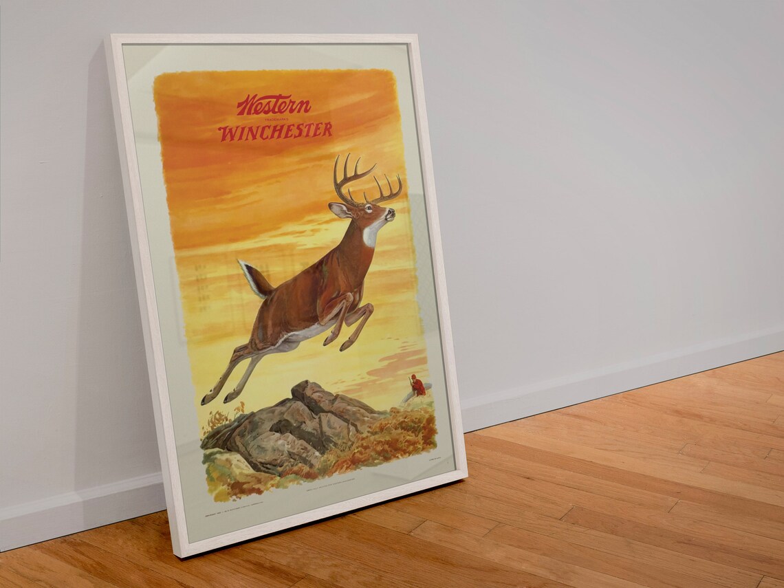1950s Western Winchester Deer Hunting Vintage Poster - Image 4