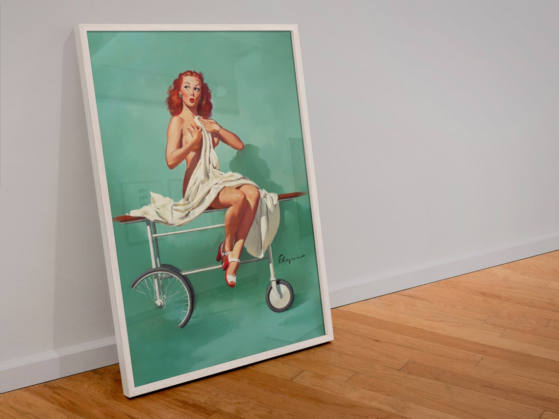 Gil Elvgren Bedside Manner 1960s Redhead Clinic Pin Up Girl Poster - Image 4