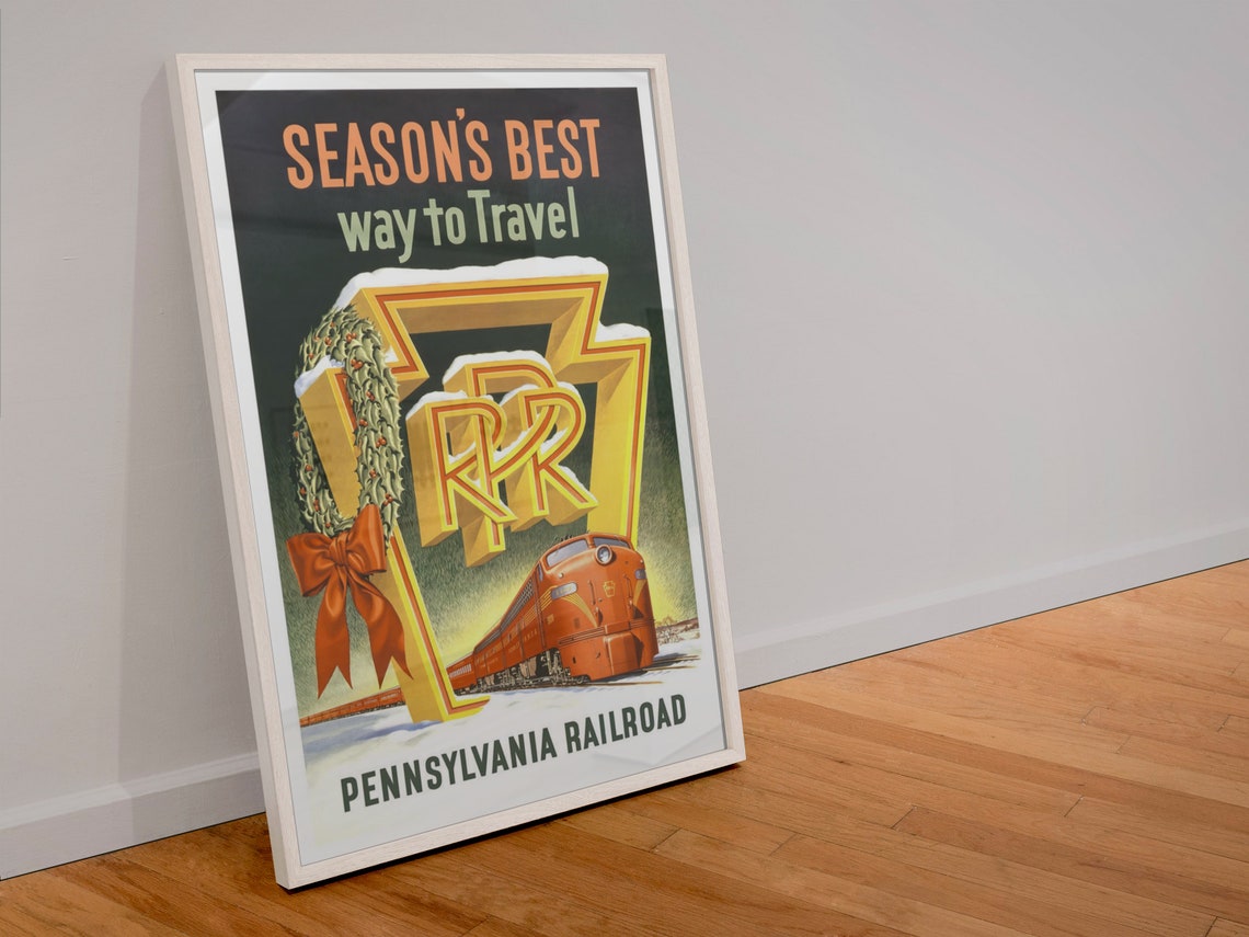 Pennsylvania Railroad Christmas Keystone Wreath Travel Poster - Image 4
