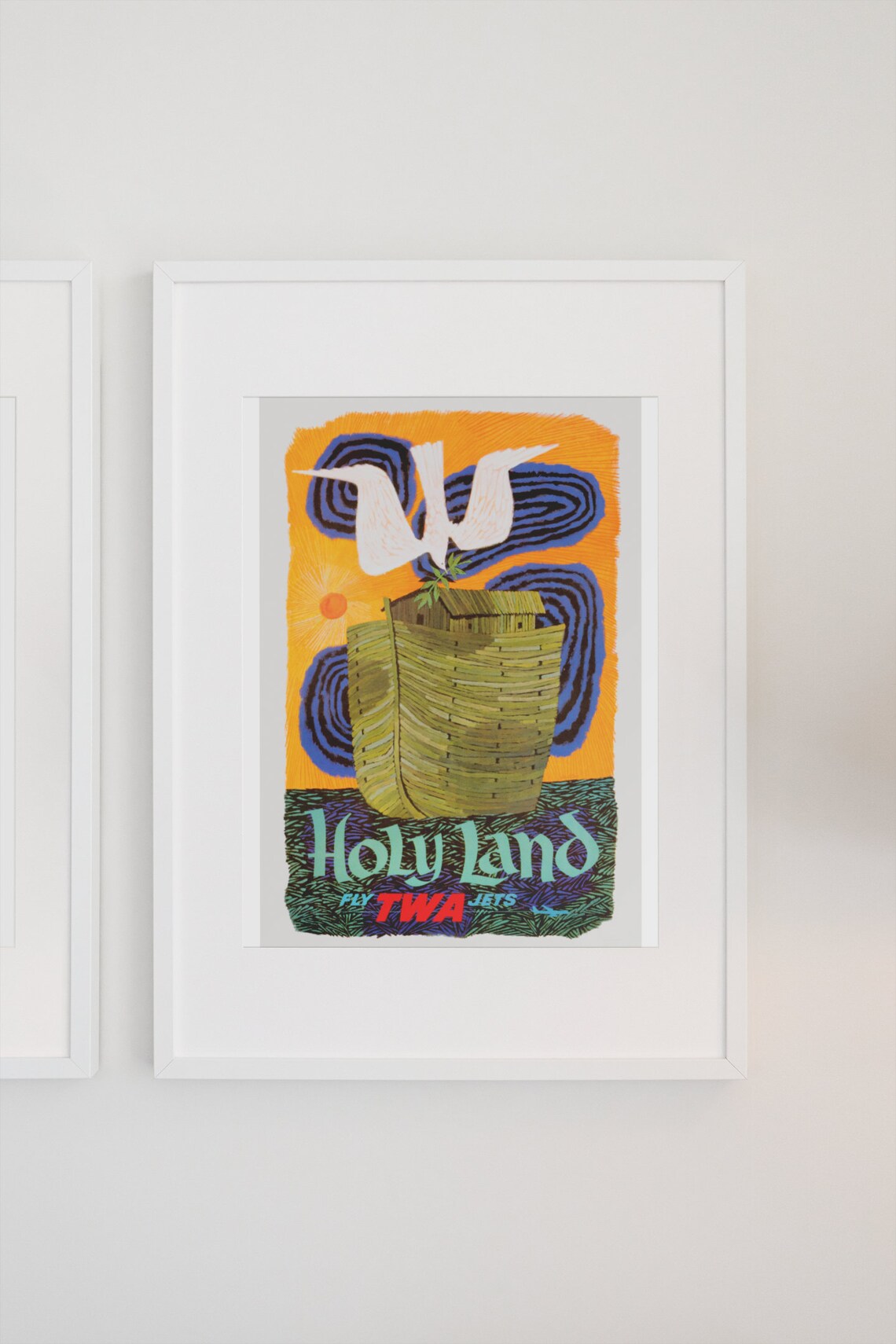 TWA Holy Land Fly Jets Vintage Airline Noah Ark Travel Poster - Image 3