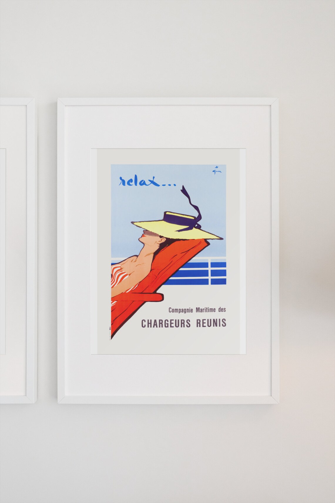Chargeurs Reunis Relax Vintage French Maritime Cruise Poster - Image 3