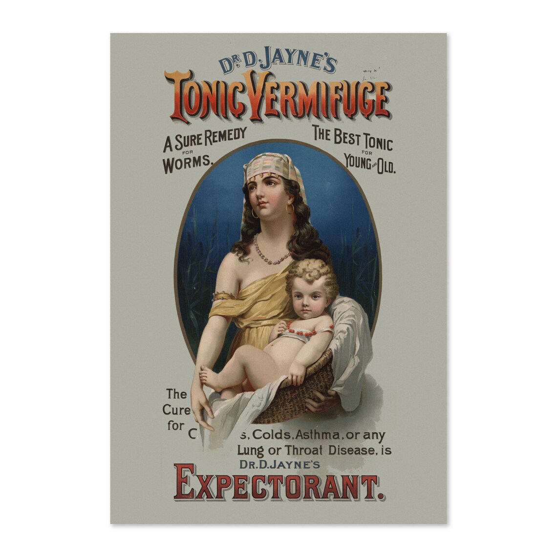 Doctor Jaynes Tonic Vermifuge Expectorant Vintage Medicine Poster