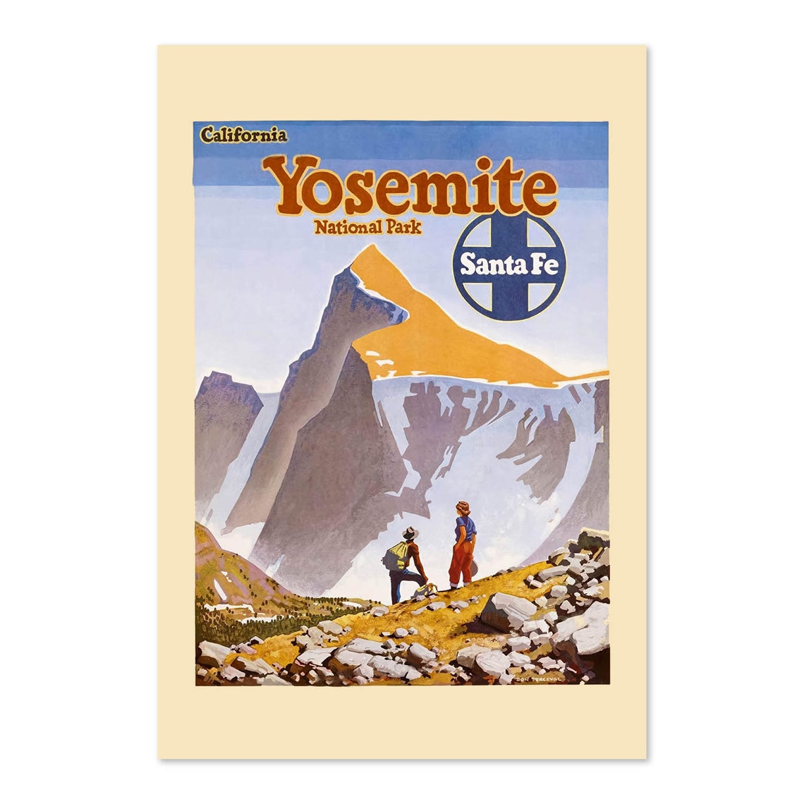 California Yosemite National Park Santa Fe Railroad Travel Poster