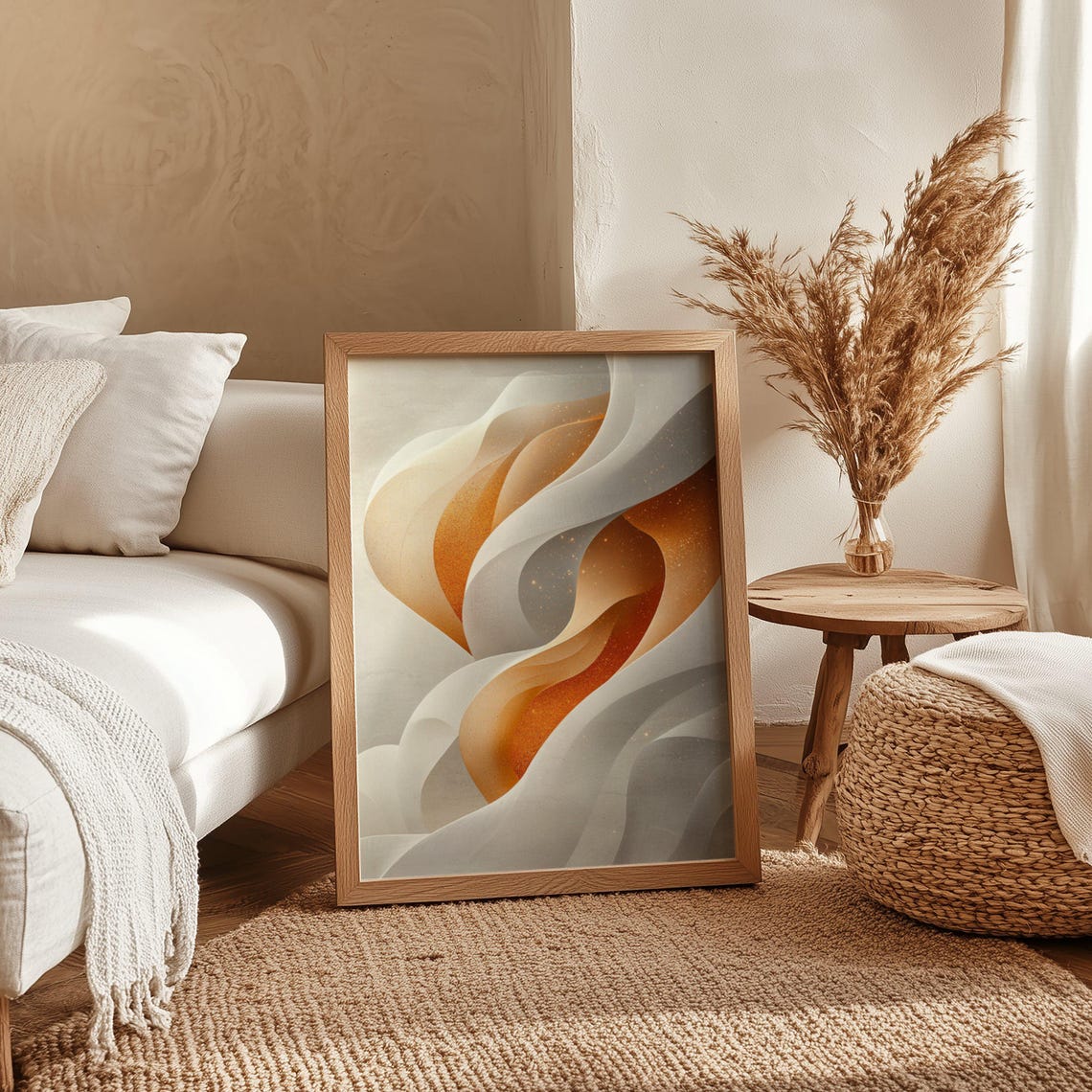 Elegant Silky White and Gold Ribbon Swirls Abstract Art Poster - Image 4