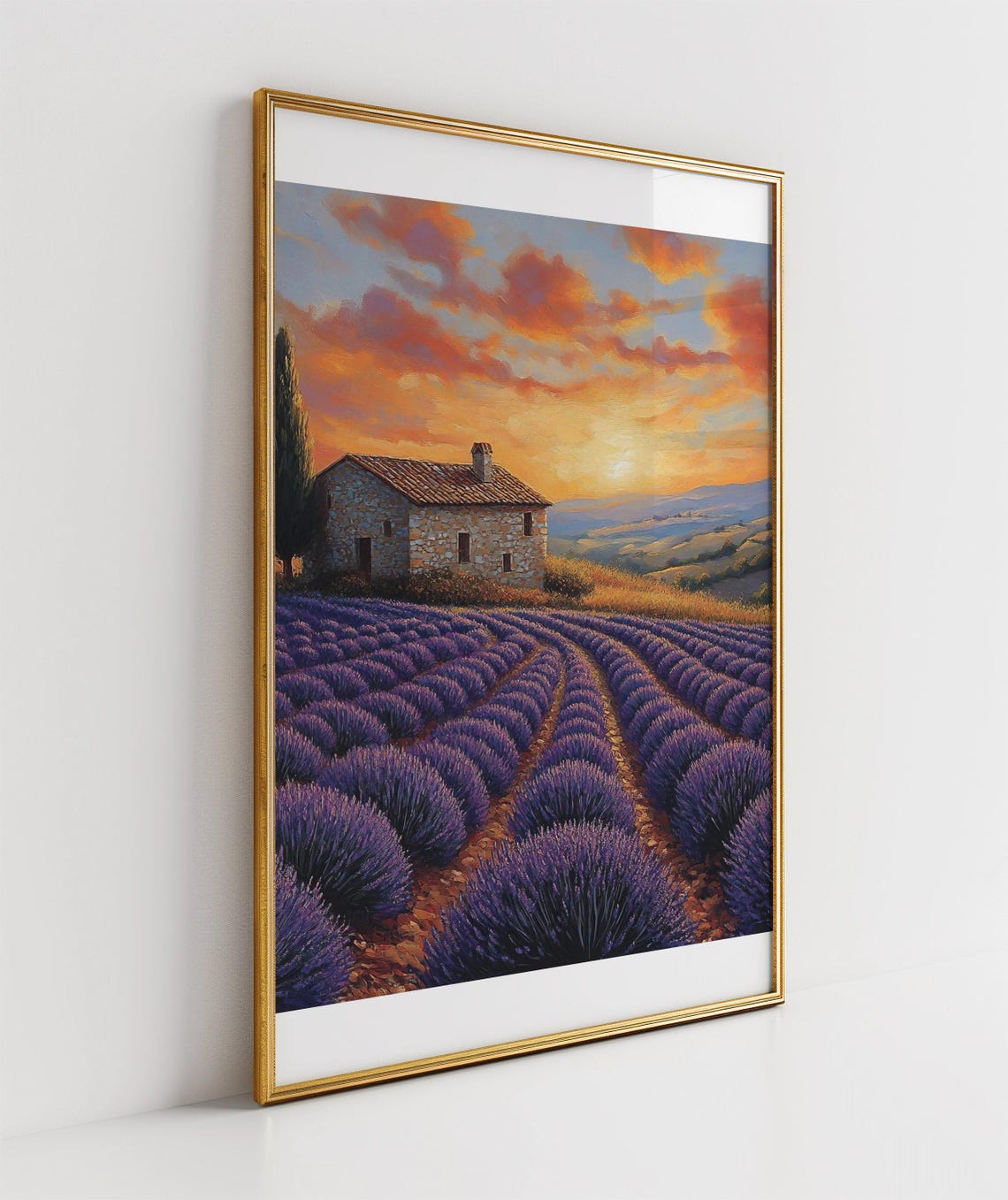 Lavender Field Sunset Glow Farmhouse Countryside Scenic Poster - Image 3