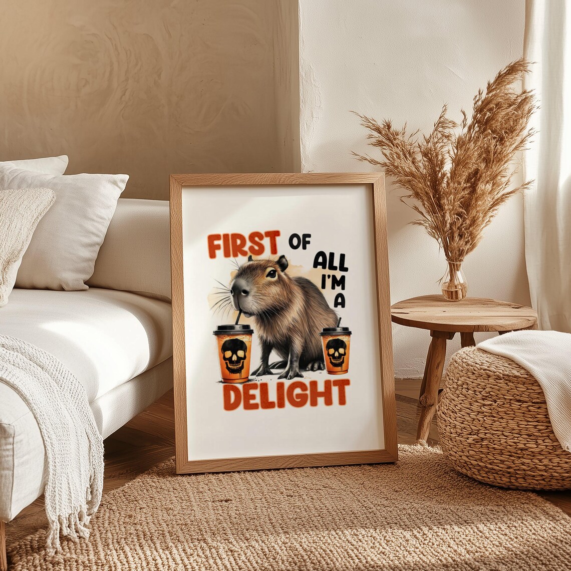 Cute Animal Wall Art Capybara Art With Coffee Funny Wall Decor For Home Delightful Capybara Print New Home Gift Coffee Lover Decor - Image 4