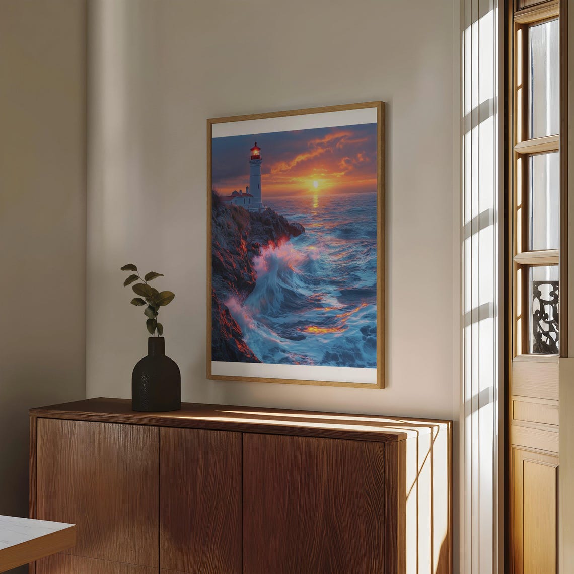 Breath Taking Lighthouse Coastal Sunset Print Ocean Wall Art Stunning Seascape Painting Sunset Lighthouse Home Dcor Nautical Wall Art - Image 4