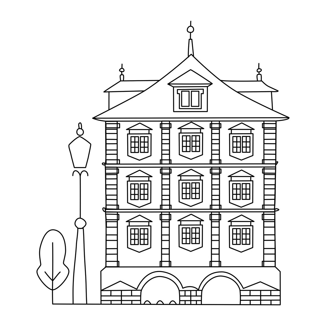 Custom Historic Building Line Drawing Personalized House Sketch Portrait Poster - Image 2
