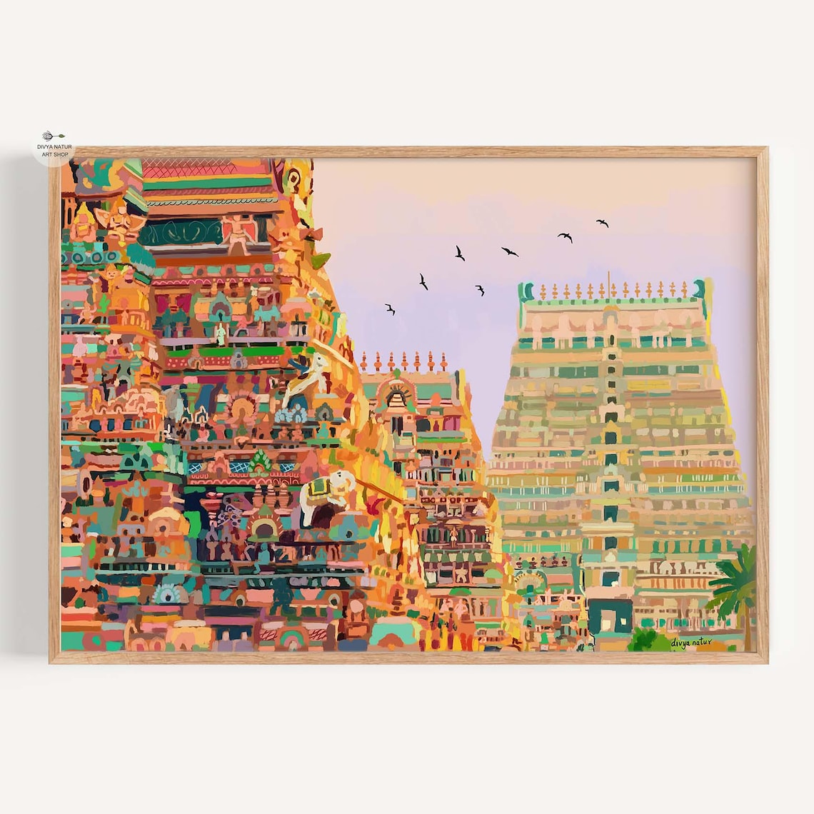 Srirangam Temple Sunset Art Print, South Gopuram