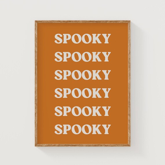 Spooky Repeated Typography Burnt Orange Halloween Party Poster
